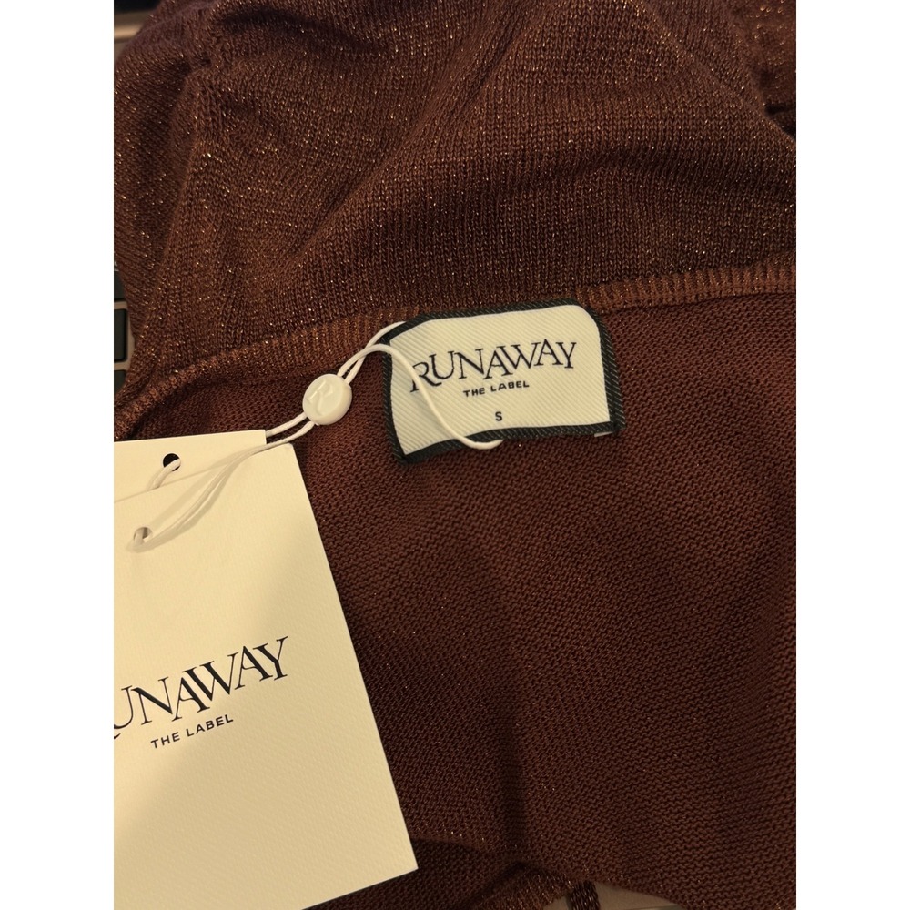 NEW Runaway The Label Kelsa One Shoulder Mini Dress Womens S Chocolate Metallic - Picture 10 of 11